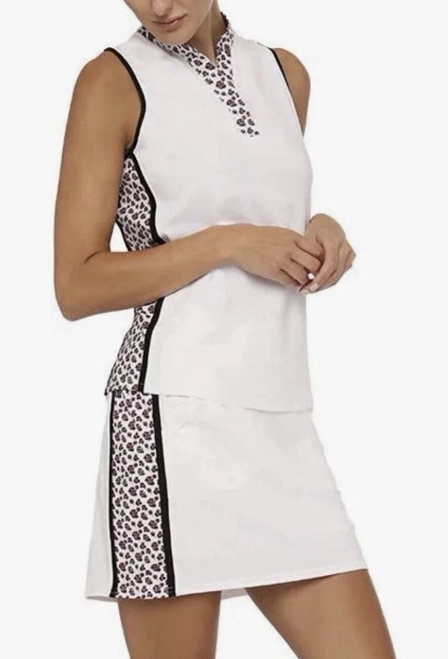 NWT Belyn Key Mia White Floral Skort & Sleeveless Top Set Golf Tennis Small